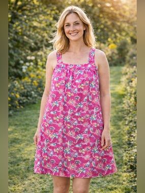 Dreams & Co Plus Size 18/20 Pink Floral Sundress A-Line Summer